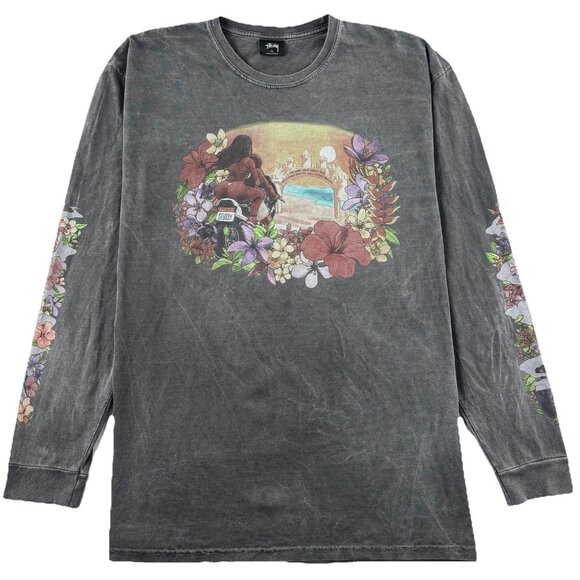 Stussy Other - Stussy Hellshire Long Sleeve Tee Men’s XL Gray Dyed Factory Faded Streetwear